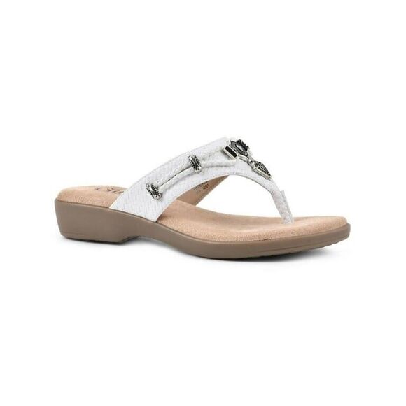 Cliffs by White Mountain Size 8.5 Bailee Thong Sandal White w/ Western Bling NEW - Picture 3 of 7